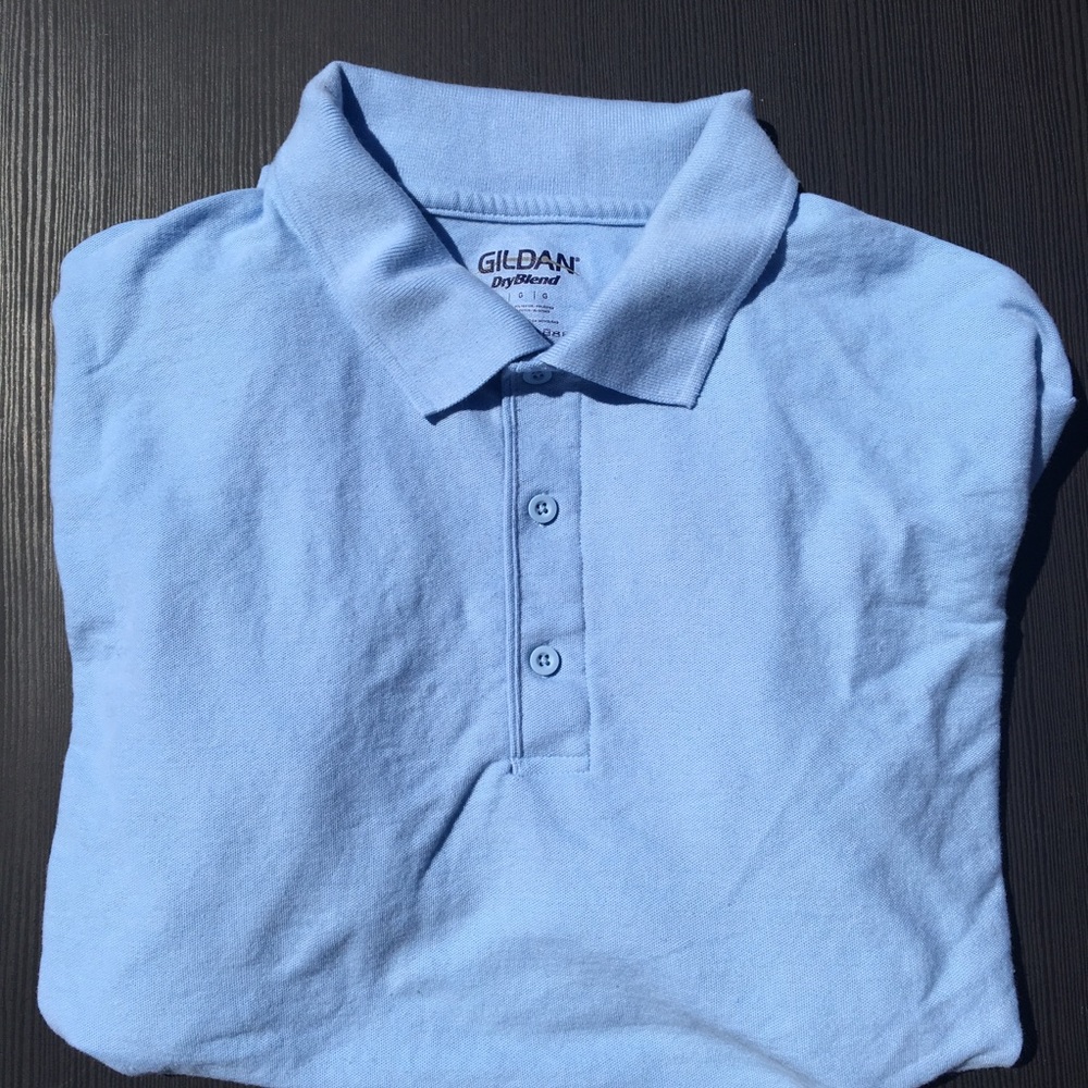 Men’s light blue long sleeve Gildan polo